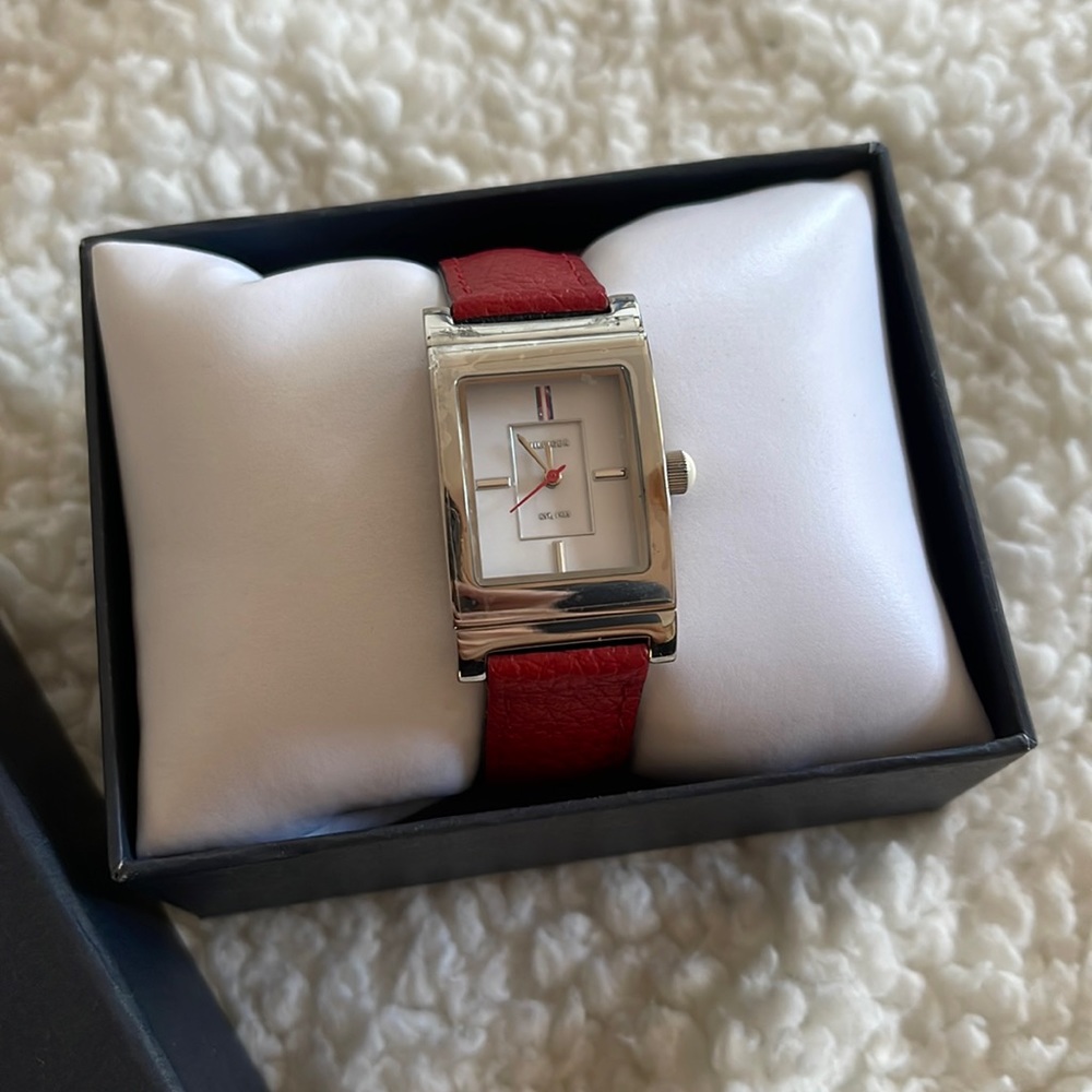 Tommy Hilfiger red leather watch